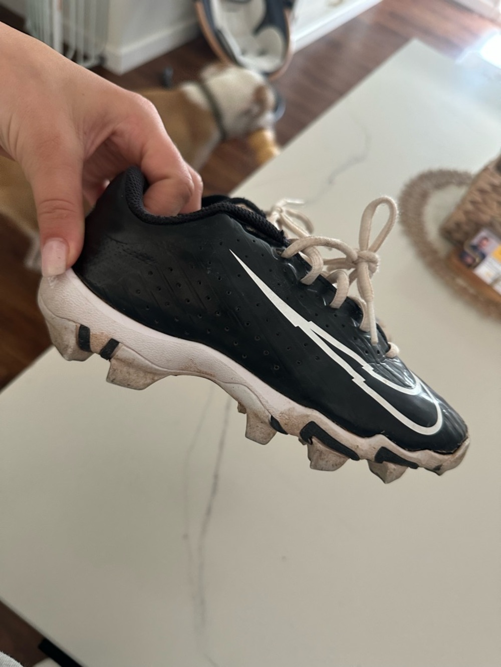 Nike Kids Black and White Soccer Cleats with White Swoosh